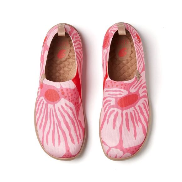 UIN Women's Walking Shoes Knitted Comfort Loafers (MISTY PINK BLOOMS) - Picture 1 of 9